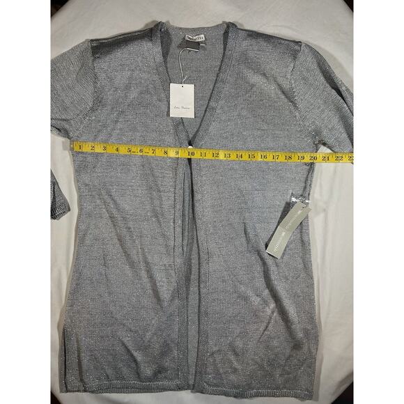 Vintage Worth Cardigan Womens Size Medium Silver Sparkle Designer Classic NWT - Picture 5 of 7